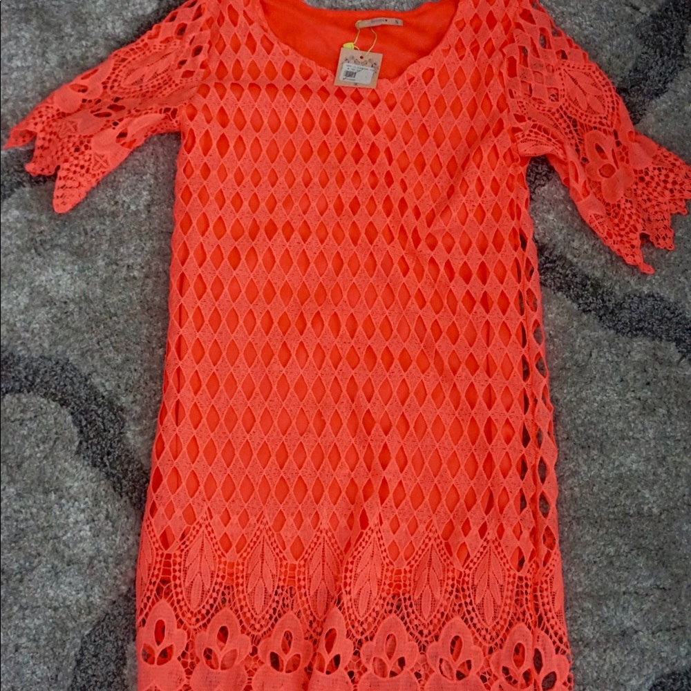 Coral appliqué dress